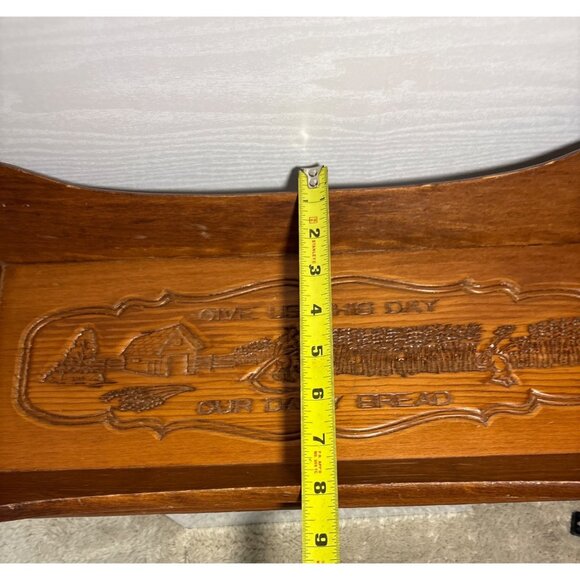 Handcrafted Wooden Serving Tray With Give Us This Day Our Daily Bread 19" Long - Picture 6 of 9